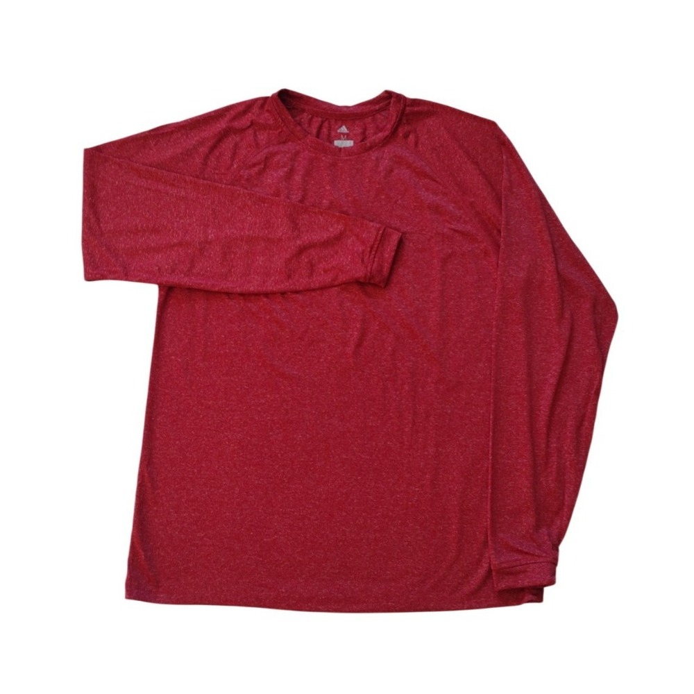 Adidas Climalite T Shirt Man's M‎ Red Long Sleeves Crew Neck Oversized
